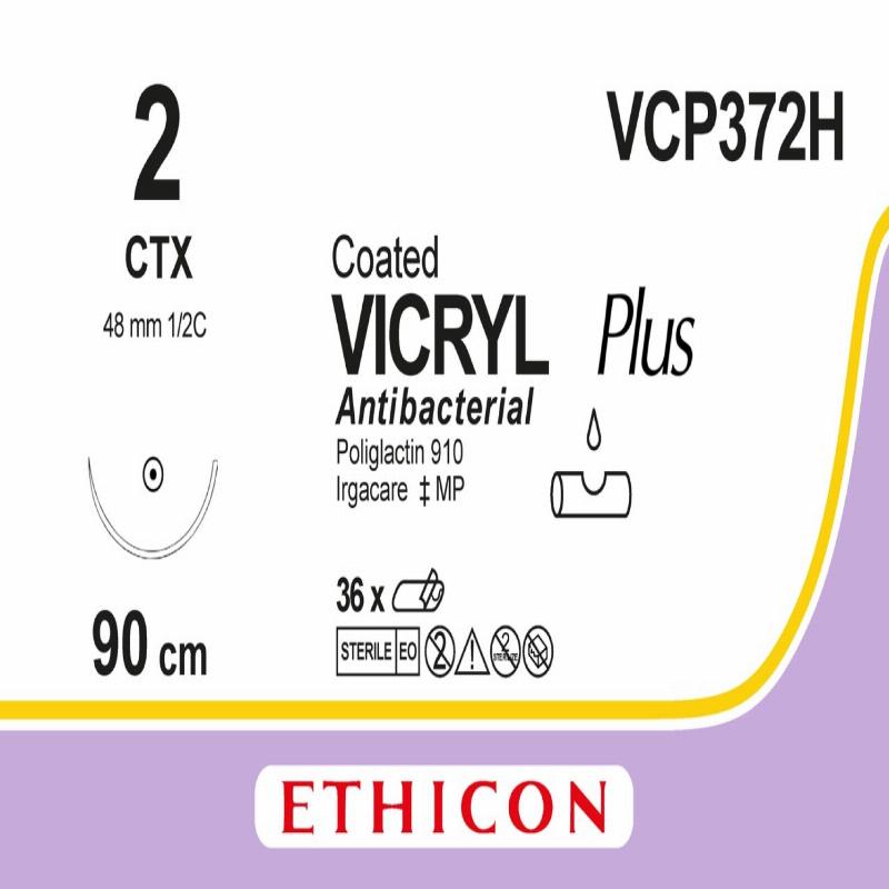 VICRYL PLUS фіолетовий 90см M5 USP2 одна голка CTX, тип колюча Taper Point, 48мм, 1/2 кола